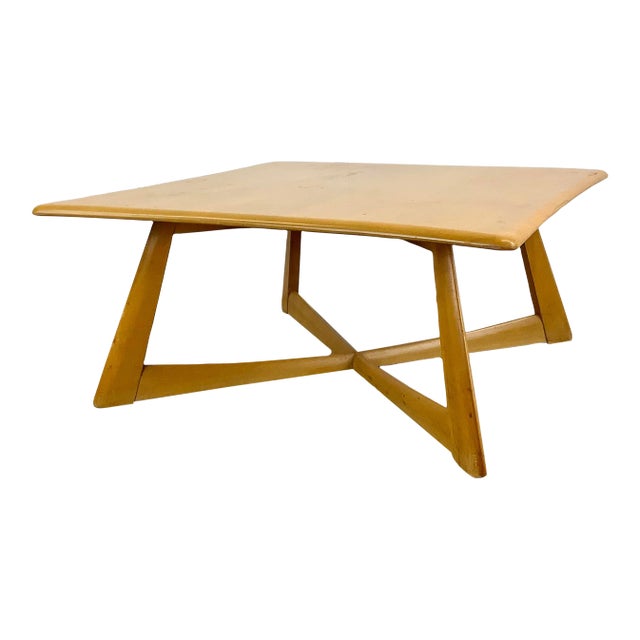 Mid-Century Sculptural X Base Coffee Table by Heywood-Wakefield For Sale