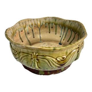 Early 20th Century Arts and Crafts Blended Drip Glazed Center Bowl or Jardiniere Attributed to Weller Pottery For Sale