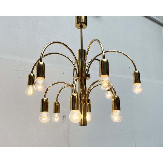 Vintage German Brass Chandelier from Star Leuchten, 1970s For Sale - Image 10 of 18
