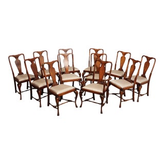 Vintage Queen Anne Style Custom Dining Chairs - Set of 12 For Sale
