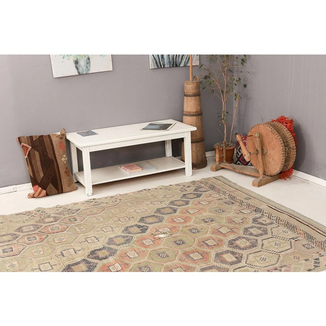 Mid 20th Century Mid 20th Century Washed Out Vintage Ebroidered Kilim For Sale In Los Angeles - Image 6 of 7