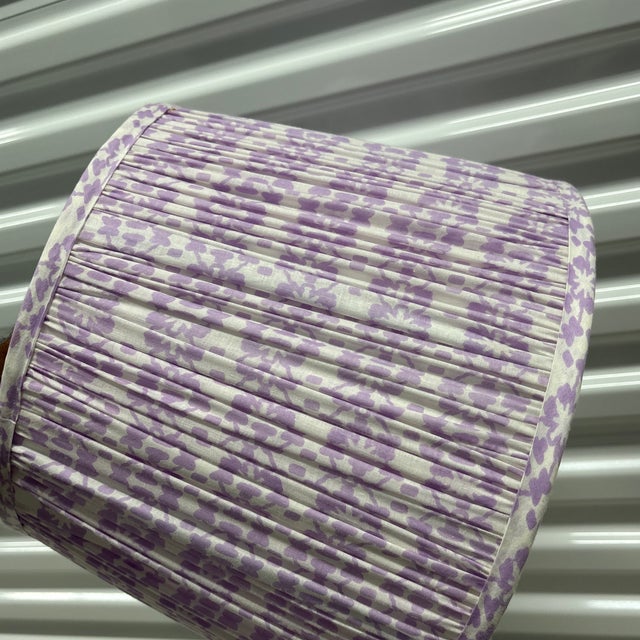 2000 - 2009 Lilac and White Ikat Silk Pleated Lamp Shade For Sale - Image 5 of 5