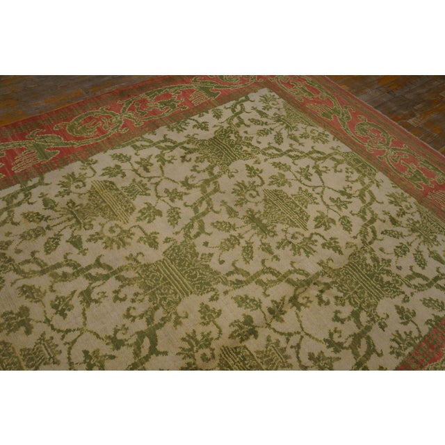 Early 20th Century 1930s Ivory European Modern Antique Spanish Cuenca Rug 6'6" X 10' Handknotted Wool Carpet For Sale - Image 5 of 8