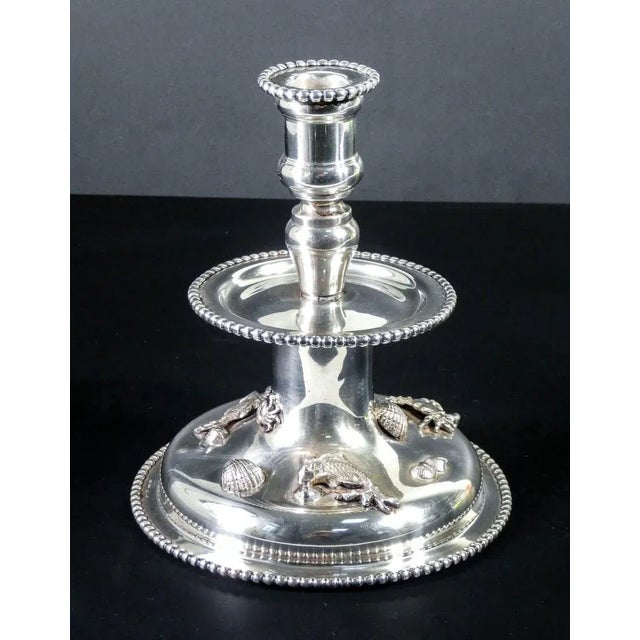 800 De Vecchi silver candlestick decorated with small sculptures of marine animals. Italy, first half of the twentieth...