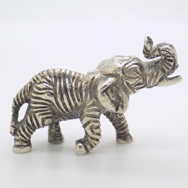 Vintage Italian Handmade Genuine Silver Elephant Large Sculpture Figurine Rare Decoration For Sale - Image 4 of 11