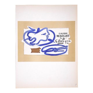 Vintage Mid Century Color Lithograph-Georges Braque-Printed By Mourlot For Sale
