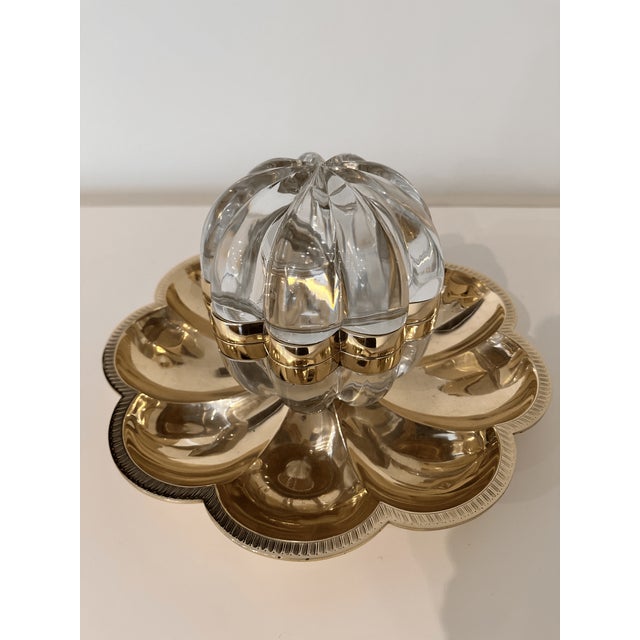 English Brass and Glass Inkwell For Sale - Image 3 of 4