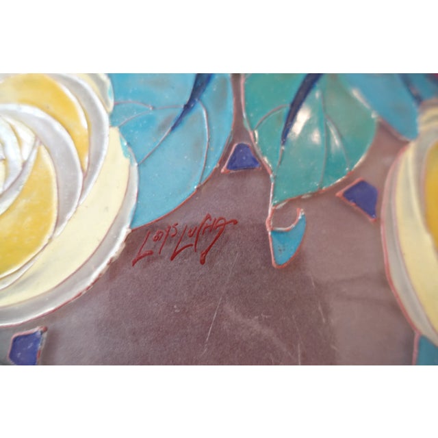 Beautiful Art Deco pendant light by glass artist Loys Lucha A 1920s hand-painted glass pendant light featuring a floral...