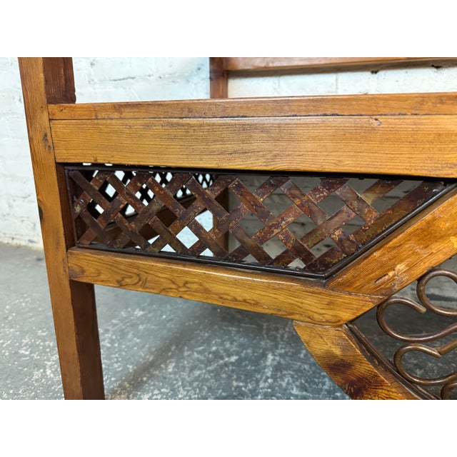 Wood Mid 20th Century Large Spanish Colonial Style Bench For Sale - Image 7 of 11