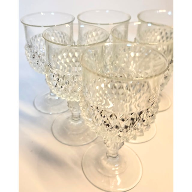 Diamond Point Goblets- Set of Six For Sale - Image 9 of 10