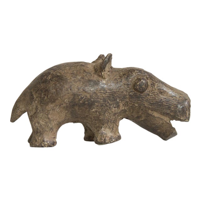 Vintage African Bronze Hippo For Sale