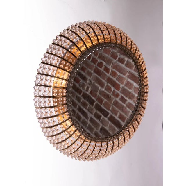 Illuminated Mirror in Glass & Brass in the style of Emil Stejnar and Rupert Nikoll, Austria, 1950s For Sale - Image 3 of 7