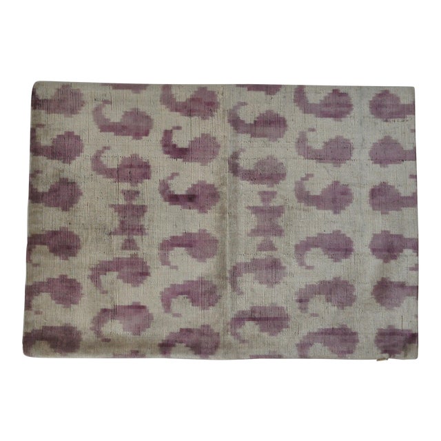 Purple and Off-White Silk Velvet Accent Pillow For Sale