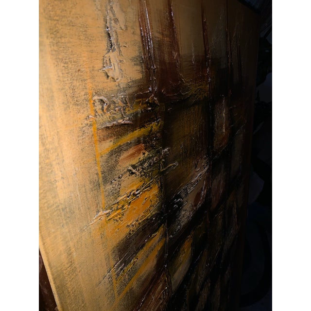 Mid-Century Modern 1960s Large Mid-Century Modern Attributed to Carlo of Hollywood Palette Knife Painting Signed by Carlo – 48x24 For Sale - Image 3 of 6