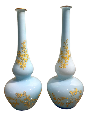 Murano Glass Opaline Soliflower Vases, Set of 2