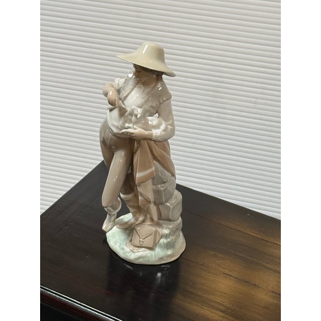 Juan Huerta for Lladró Shepherd Feeding Lamb Porcelain Figurine, Signed For Sale - Image 12 of 12