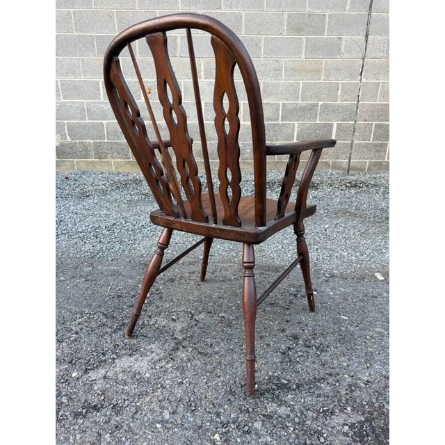 Pair of 19th Century Low Back Solid Wood Windsor Armchairs For Sale - Image 11 of 16
