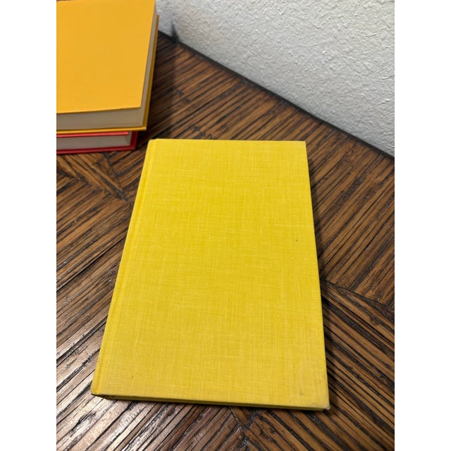 Vintage Citrus Monochromatic Hardcover Book Stack - Set of 3 - Tangerine Orange & Lemon Yellow - Mid-Century Nyc Counterculture Decor For Sale In Boise - Image 6 of 12