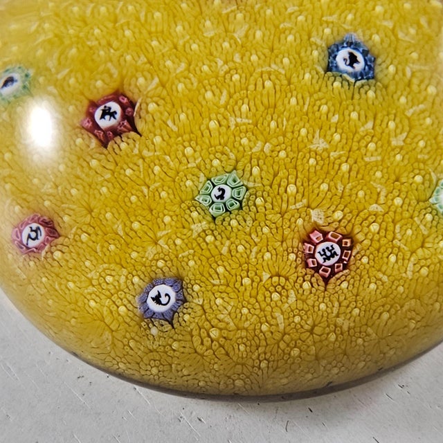 Glass Baccarat 1970 Millefiori Zodiac Carpet Gridel Paperweight Animal Silhouette Yellow #162 For Sale - Image 7 of 8