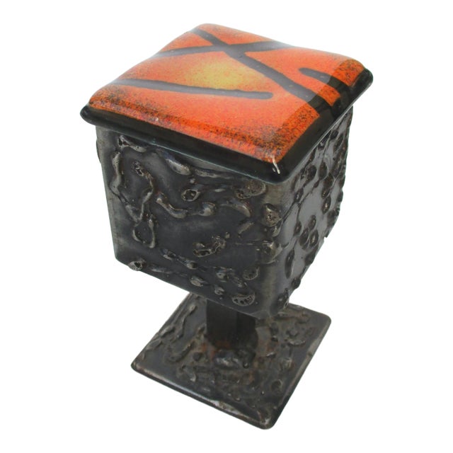 Vintage Art Brut Steel & Glass Vanity Box For Sale