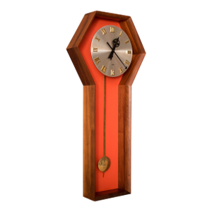 Mid Century Walnut Arthur Umanoff Meridian Pendulum Wall Clock for Howard Miller