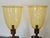 Traditional Vintage Pair of Amber Glass and Wood Photophores Hurricane Lamps For Sale - Image 3 of 6