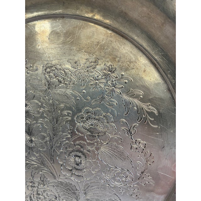 Mid-Century Modern Vintage Federal Silver Co. Hand-Wrought Aluminum Floral Tray For Sale - Image 3 of 12