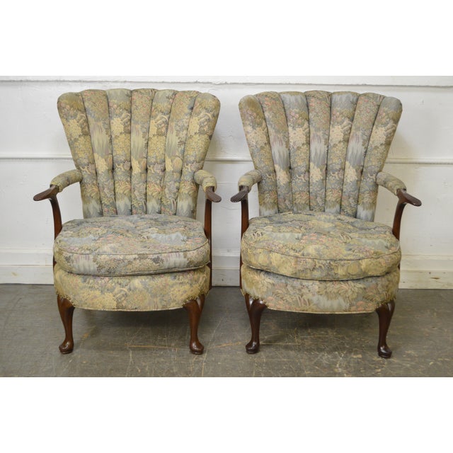 1940s Jamestown Royal Upholstered Fan Back Arm Chairs A Pair Chairish