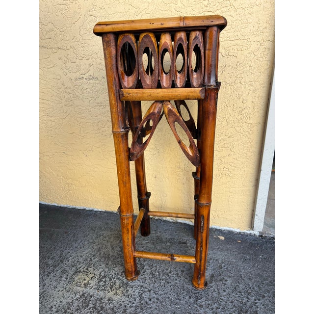 Mid-Century Modern Vintage Bamboo Small Side Table For Sale - Image 3 of 5