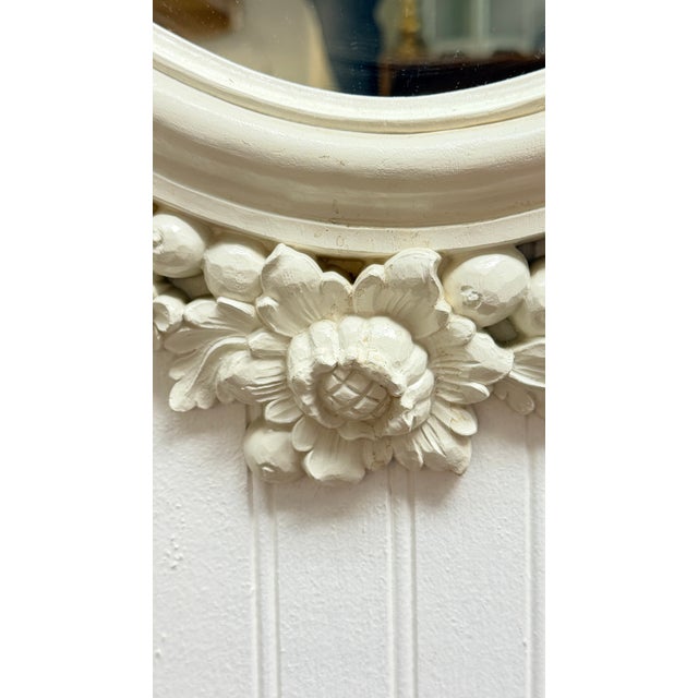 Vintage Floral & Fruit Mirror; Antique White For Sale - Image 4 of 4