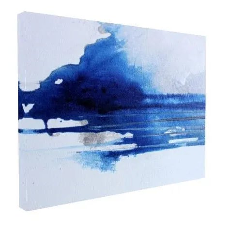 BLUE LINE is an abstract modern minimalist-style landscape canvas print from an original painting. Original created with...