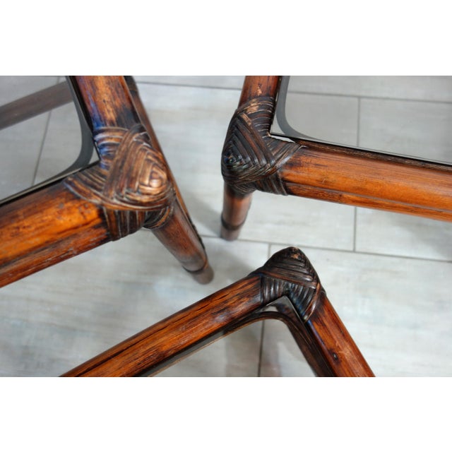 Vintage Rattan Nesting Tables, 1960s, Set of 3 For Sale - Image 15 of 17