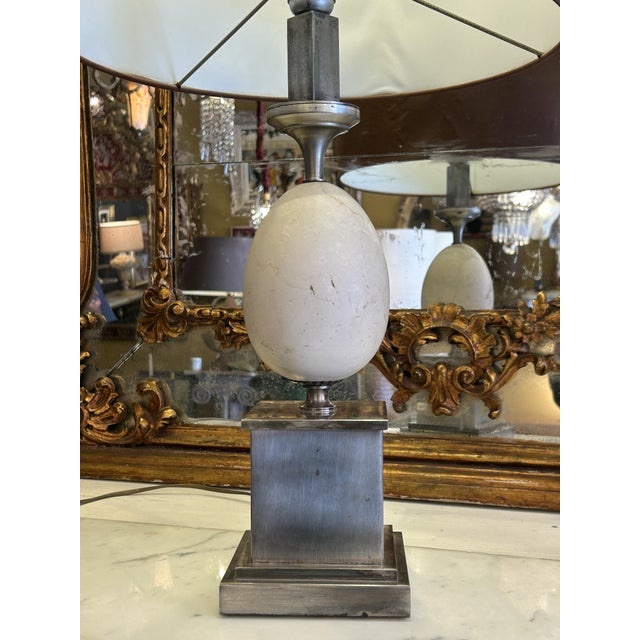 Metal Egg-Shaped Marble and Silver-Plated Metal Lamps, 1980s, Set of 2 For Sale - Image 7 of 8