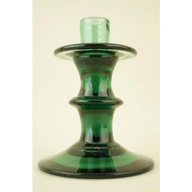 Forest Green Vintage Glass Candleholder attributed to Enrico Taddei, 1940s For Sale - Image 8 of 18