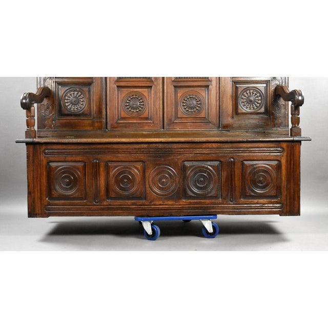 Carved Oak Hall Bench, 1890 For Sale - Image 6 of 14