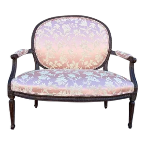 Antique Louis XVI Style Walnut Upholstered Canapé. 19th Century.