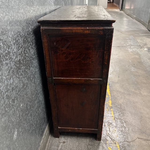 Early 20th Century Chinoiserie Red Lacquer Storage Cabinet, Antique For Sale - Image 5 of 12