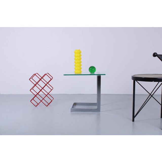 Vintage Cantilever Side Table in Chrome and Glass from Gebra, 1980s For Sale - Image 13 of 15