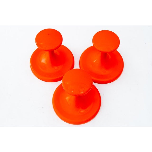 3x Orange plastic hooks around 1970s Original condition