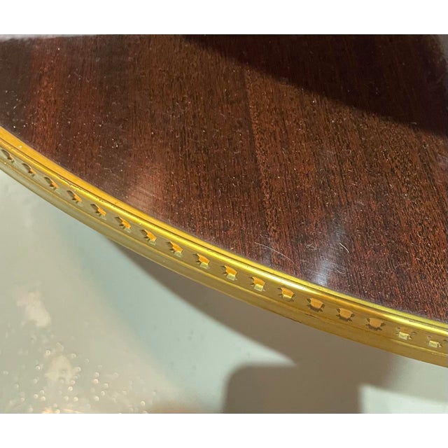 1960s Vintage French Louis XVI Style Lacquered Wood and Brass Table For Sale - Image 5 of 7