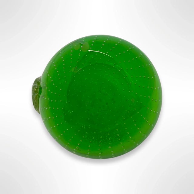 Mid 20th Century Vintage Italian Murano Attributed Glass Apple Sculptural Paperweight For Sale - Image 5 of 7