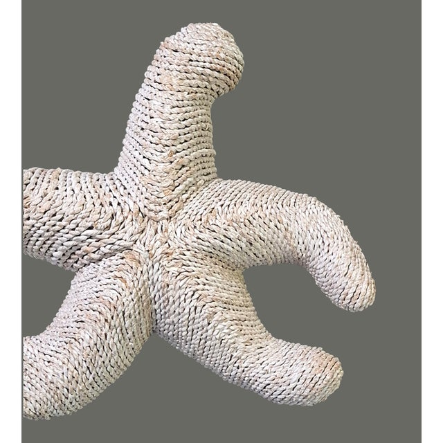 Nautical Vintage Nautical Coastal Décor Woven Wicker Wall Hanging Star Fish For Sale - Image 3 of 8