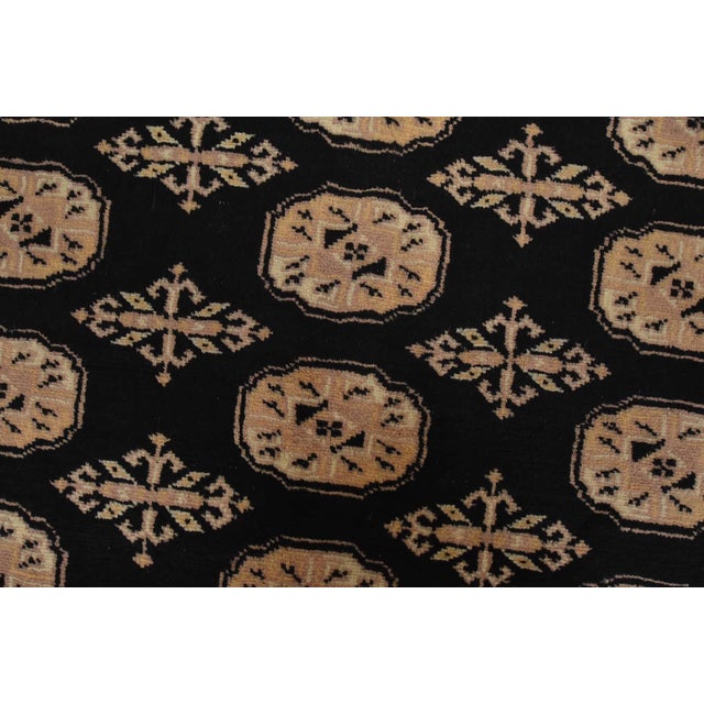 Textile Bokhara Rug 9’1” X 12’1” Black Wool Tribal Hand-Knotted Oriental Carpet For Sale - Image 7 of 13