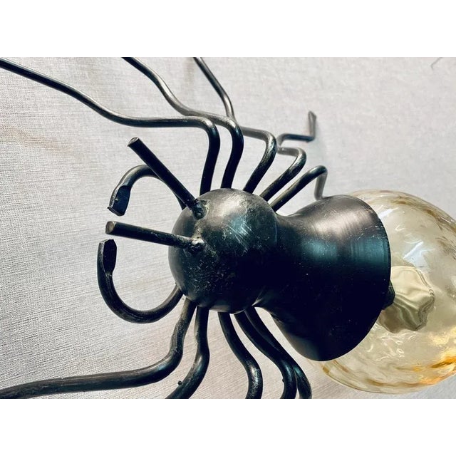 Black Mid-Century Italian Modern Metal and Glass Spider Wall Lamp, 1950s For Sale - Image 8 of 9