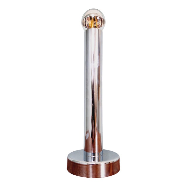 Tubular Chrome Metal Table Lamp, 1970s For Sale