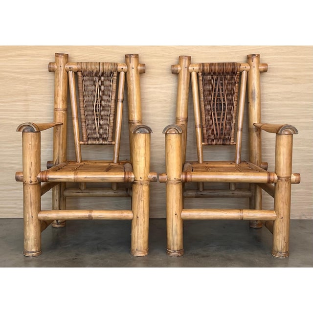 Budji Layug Style Majestic Jumbo Bamboo Pagoda Lounge Chairs For Sale - Image 16 of 18