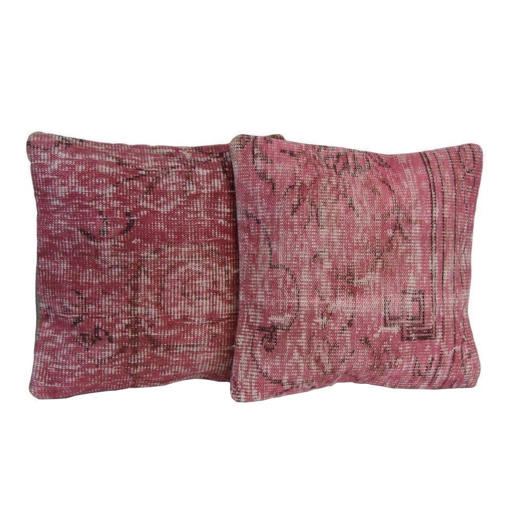 Pink Handmade OverDyed Rug Pillow Covers A Pair Chairish