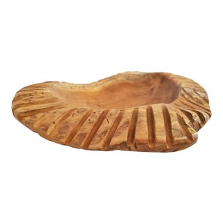 Vintage Striped Teak Root Bowl Large For Sale
