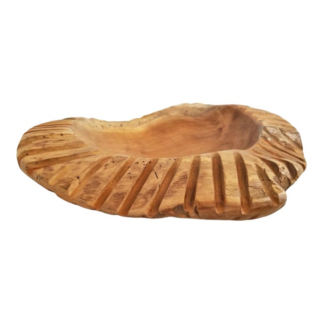 Vintage Striped Teak Root Bowl Large For Sale