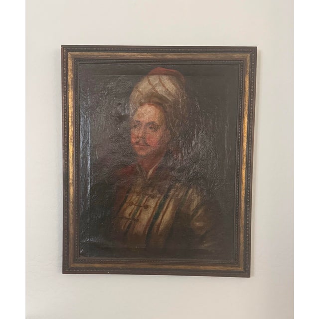 Portraiture Antique Signed European Oil Portrait of Ottoman Gentleman, Stöyer, Turquerie Tradition 32”t X 26.5”t For Sale - Image 3 of 12